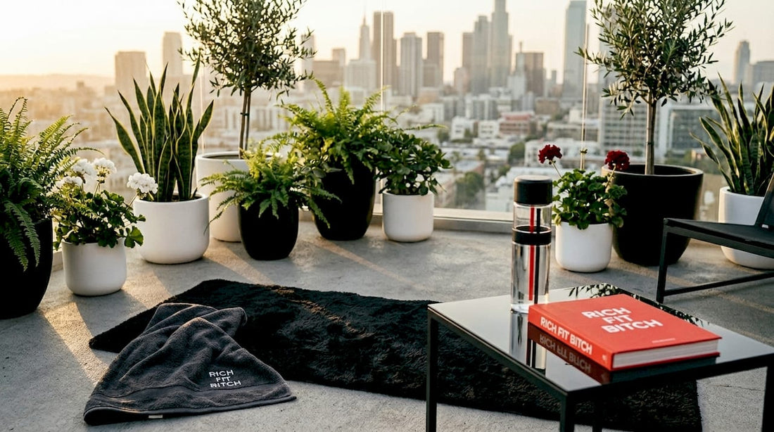 Urban living room wellness morning routine